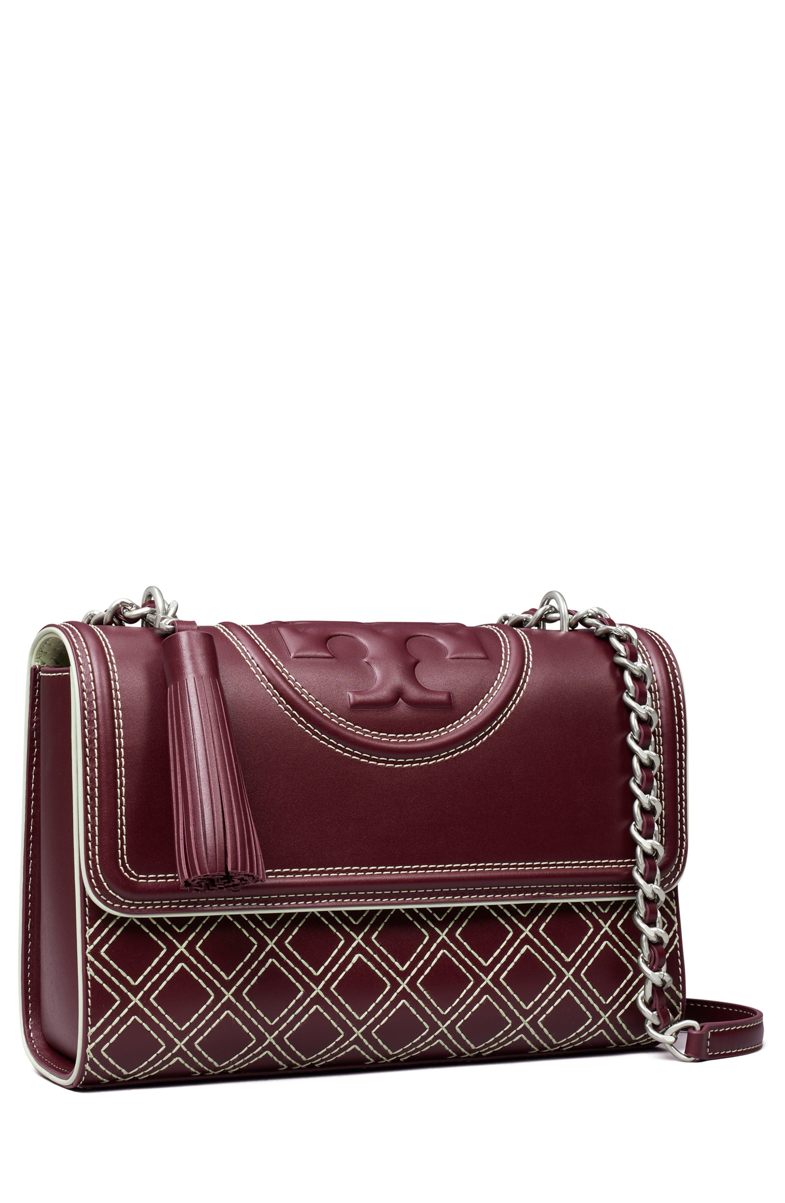 Tory Burch Fleming Popstitch Leather Convertible Shoulder Bag, Alternate, color, 