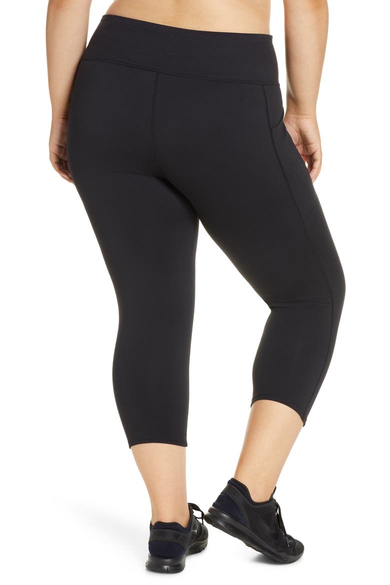 Live In High Waist Pocket Crop Leggings, Alternate, color, BLACK