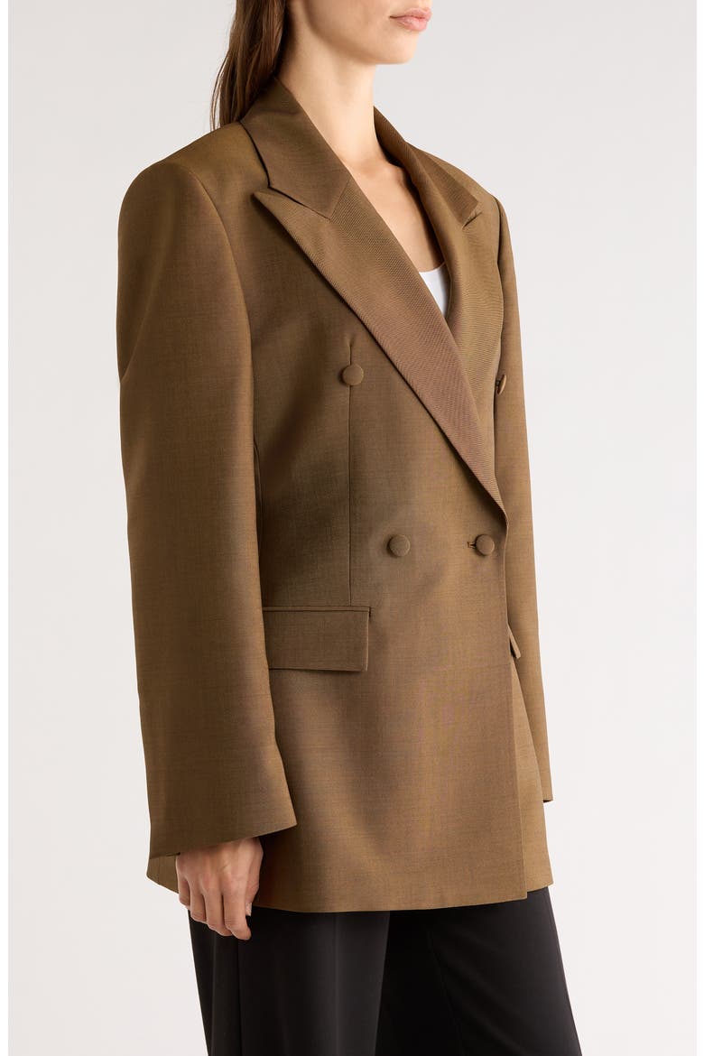Hourglass Double Breasted Virgin Wool & Mohair Blazer, Alternate, color, GOLDEN BROWN