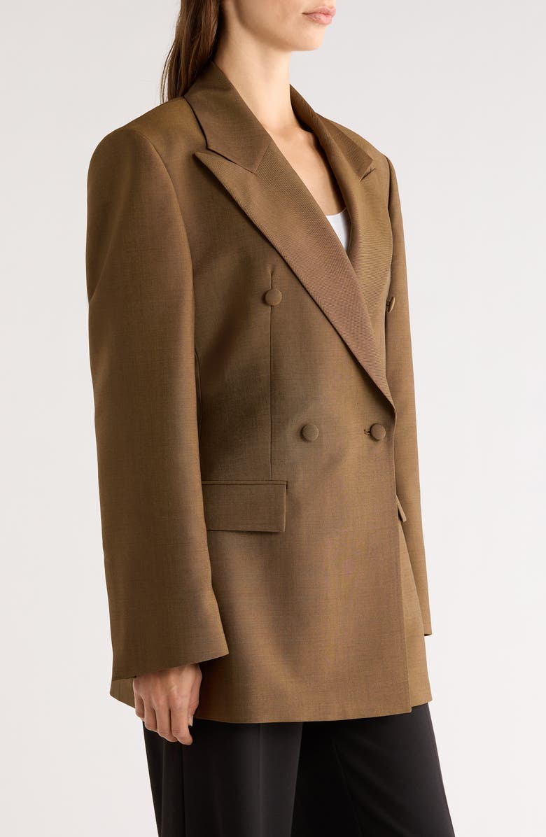 Róhe Hourglass Double Breasted Virgin Wool & Mohair Blazer, Alternate, color, Golden Brown
