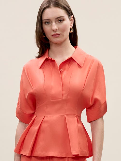 Rebecca Taylor Lena Shine Blouse In Coral