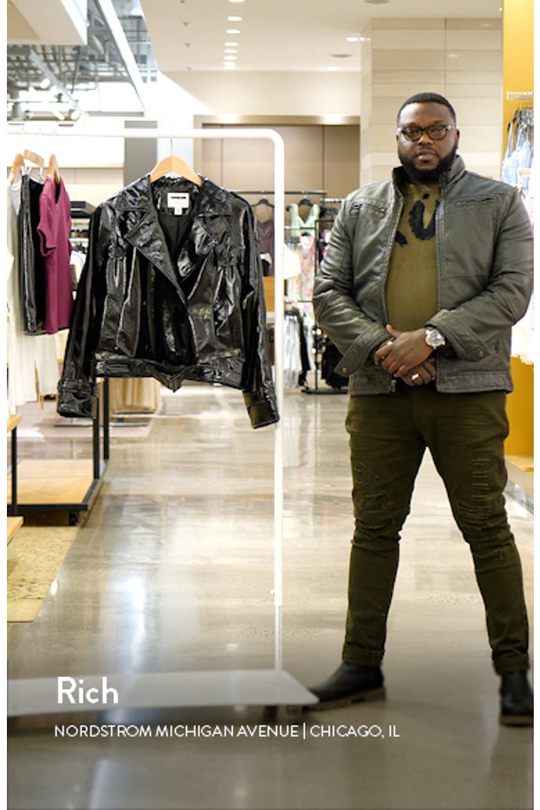 Neal Patent Faux Leather Moto Jacket video