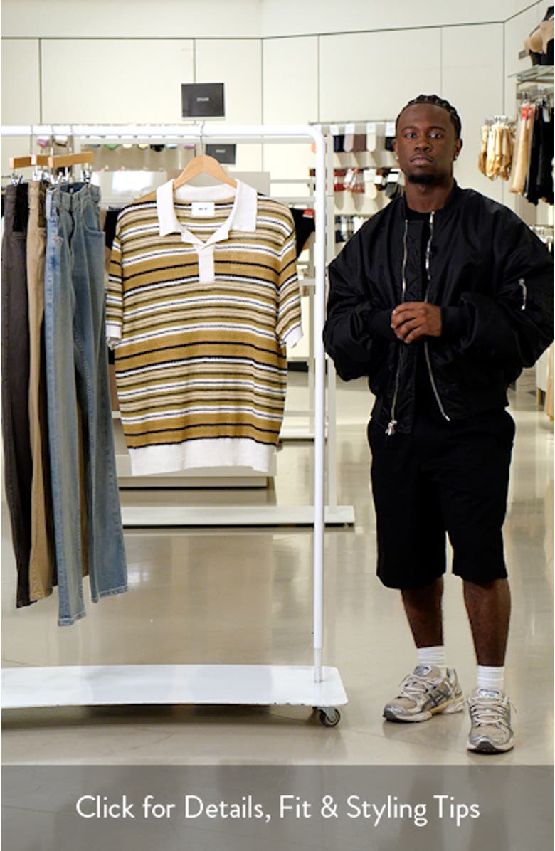 Noam 6689 Textured Stripe Linen Polo Sweater, sales video thumbnail