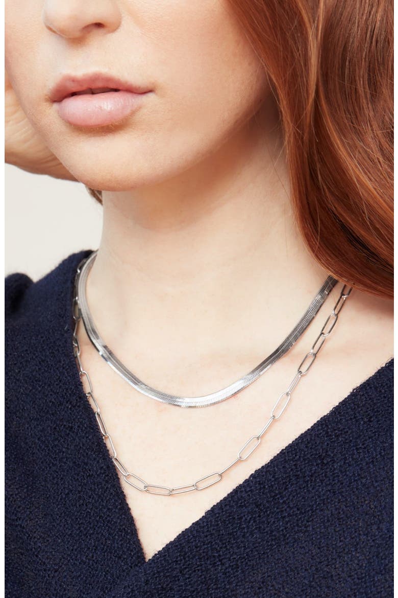 Bold Herringbone Chain Necklace, Alternate, color, Sterling Silver