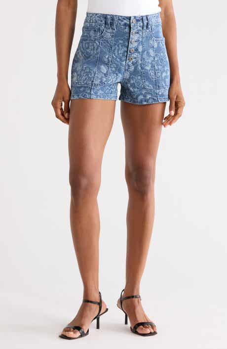 JASON WU Floral Button Fly Denim Shorts