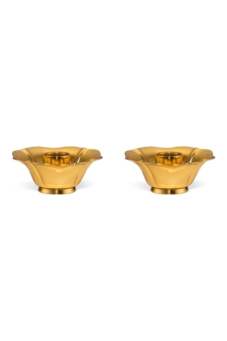 Olivia Set of Two Taper Candleholders, Main, color, BRASS