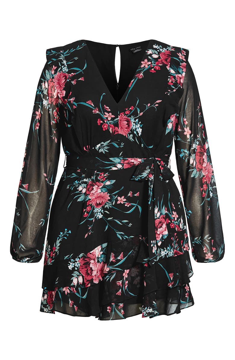 City Chic Lauren Floral Long Sleeve Dress, Alternate, color, 