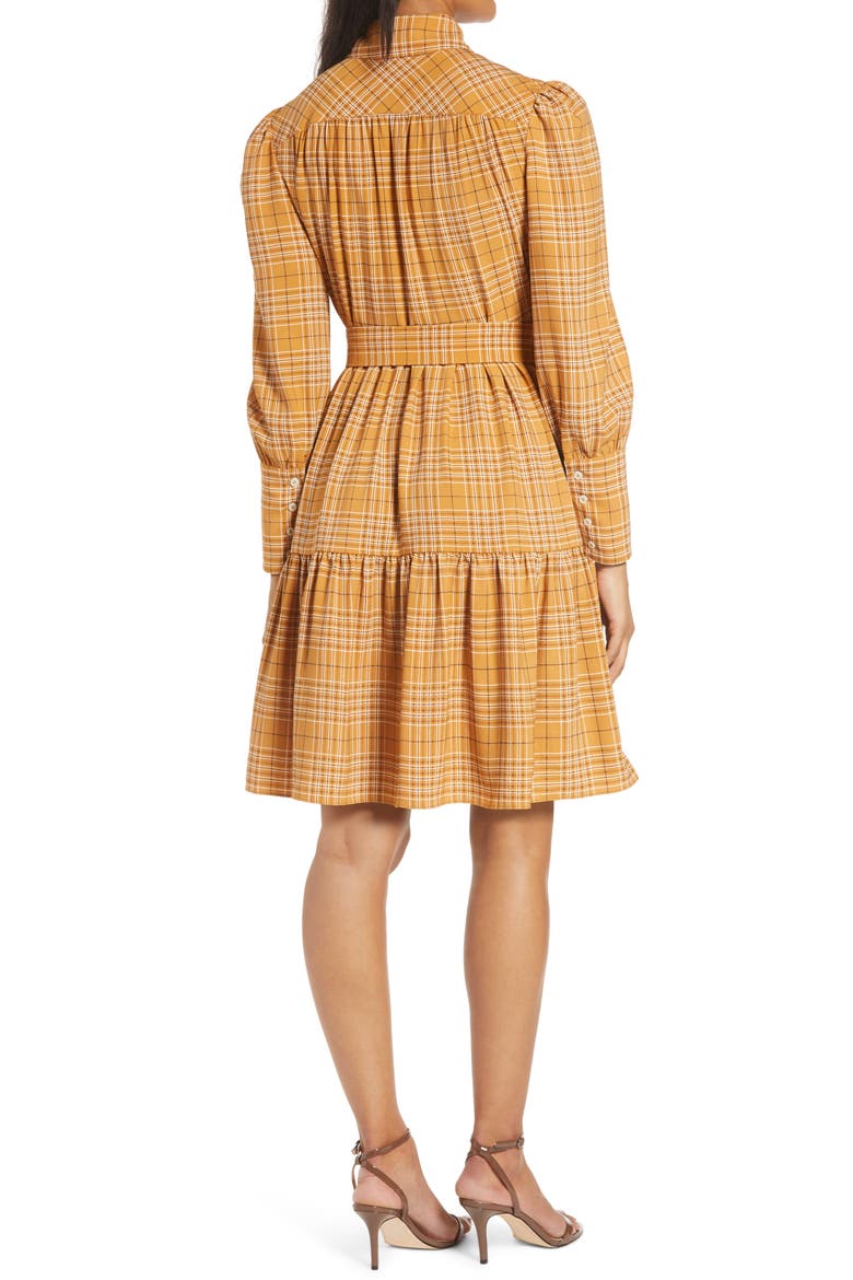 x Atlantic-Pacific Belted Long Sleeve Shirtdress, Alternate, color, BROWN PLAID