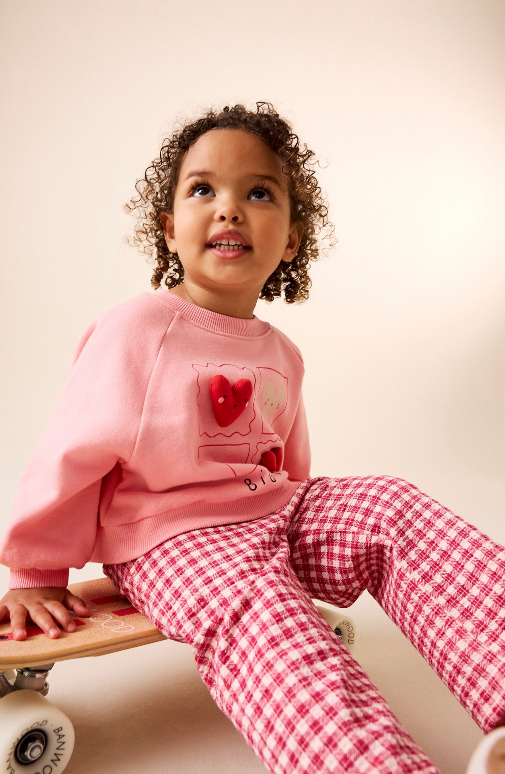NEXT Kids' Appliqué Sweatshirt & Gingham Pants Set — фото 7