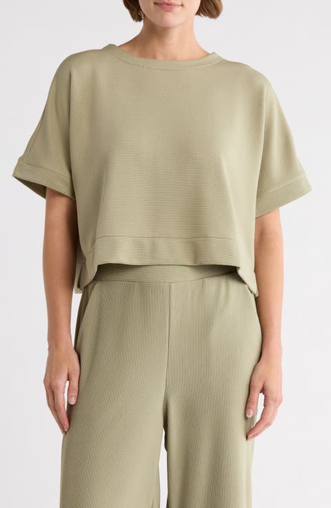 Back Button Ottoman Rib Knit Top