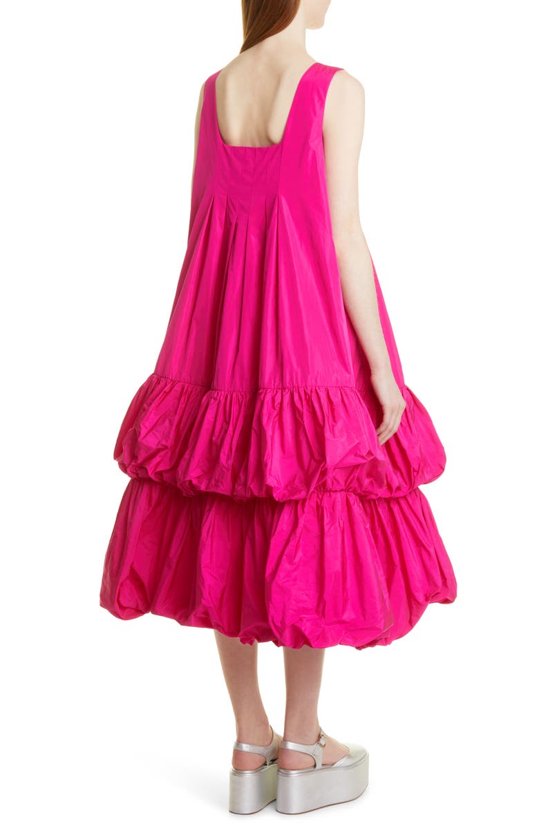 Molly Goddard Bubble Hem Pleated Taffeta Midi Dress, Alternate, color,