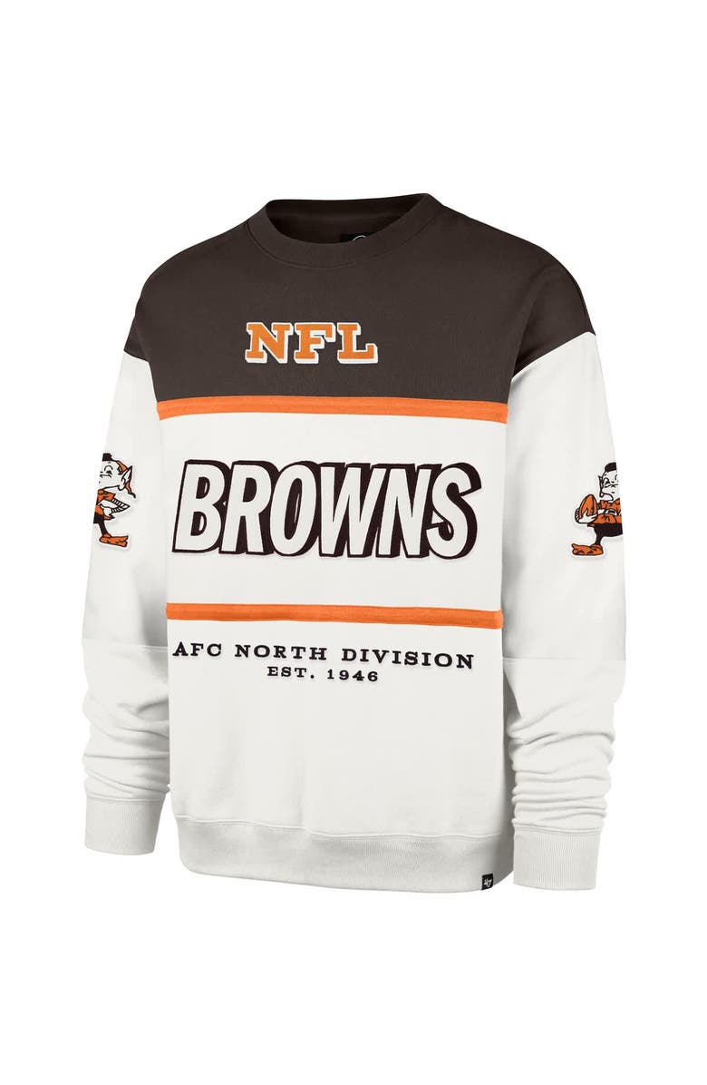 '47 Men's '47  White Cleveland Browns Throwback Breeze Maximalist Sweatshirt, Alternate, color, Brown