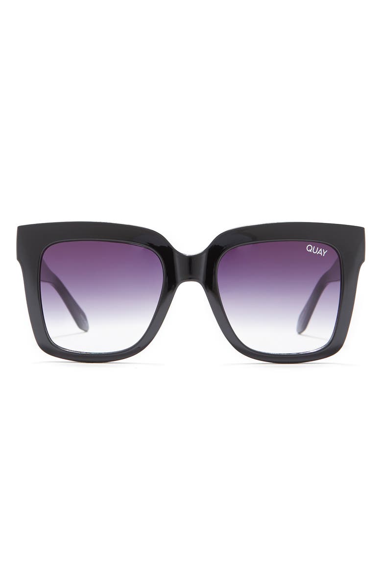 QUAY Icy 52mm Gradient Square Sunglasses, Main, color, Black Fade