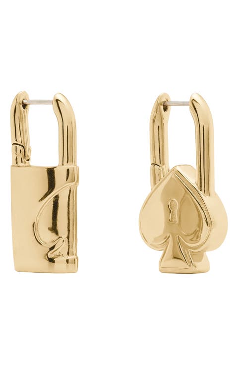 Asymmetrical Padlock Huggie Hoop Earrings
