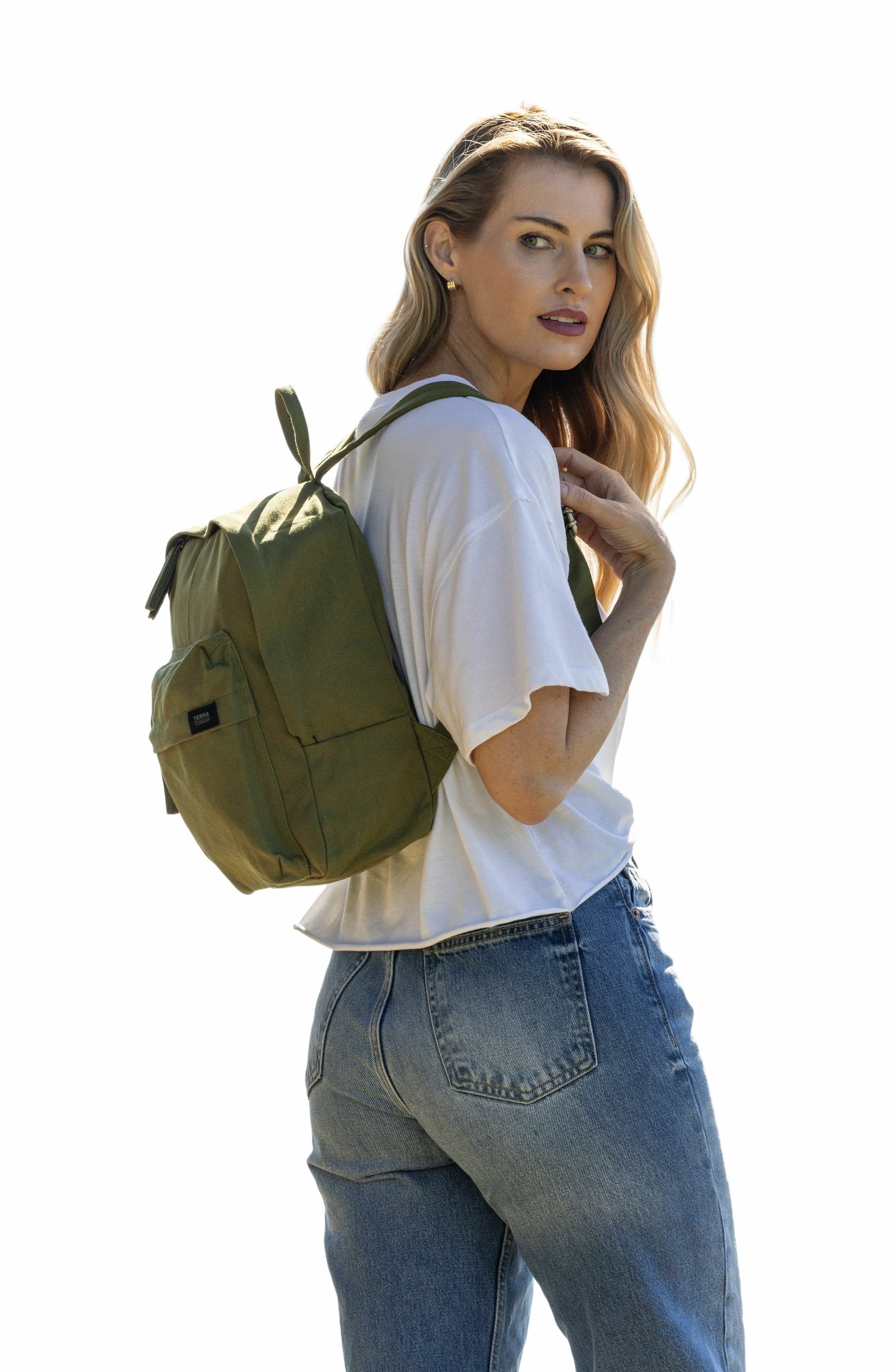 Organic Cotton Mini Backpack, Alternate, color, Olive Green