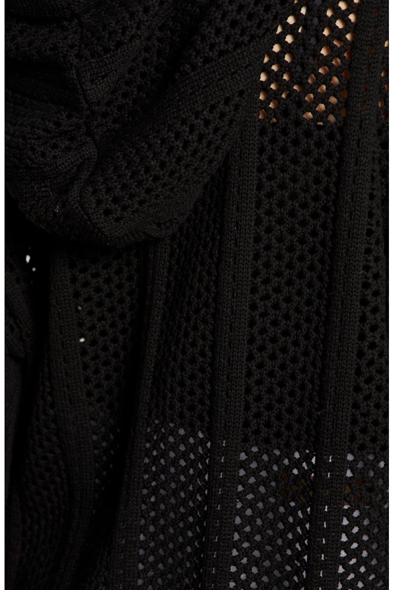 Beach Open Knit Hoodie, Alternate, color, BLACK