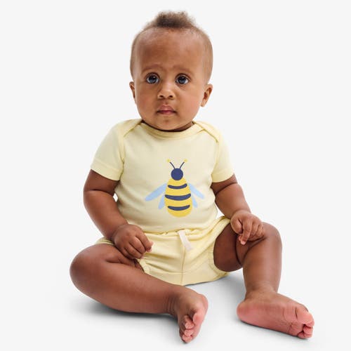 Primary Organic Short Sleeve Bumblebee Babysuit In Light Banana