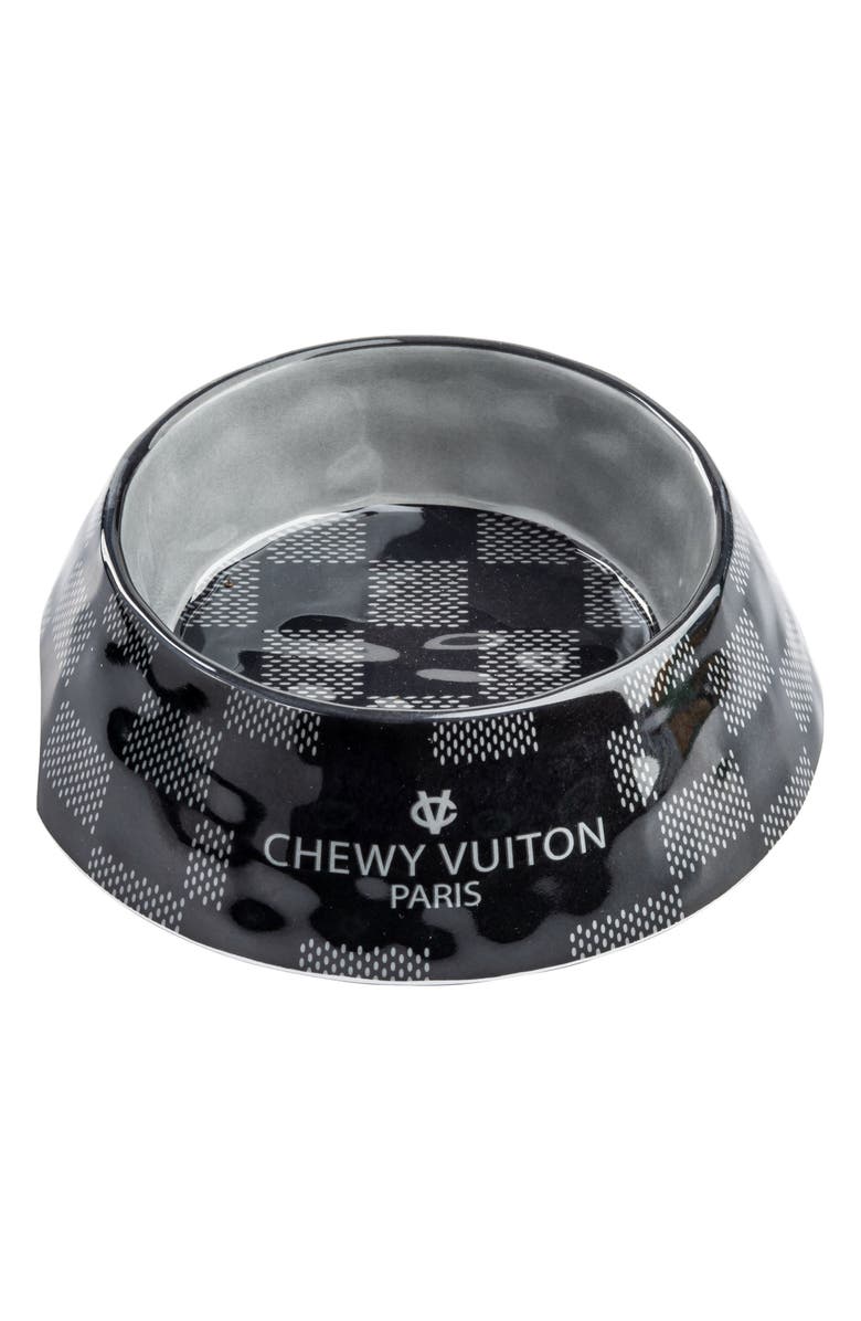 Haute Diggity Dog Chewy Vuiton Pet Bowl, Main, color, Black Checker