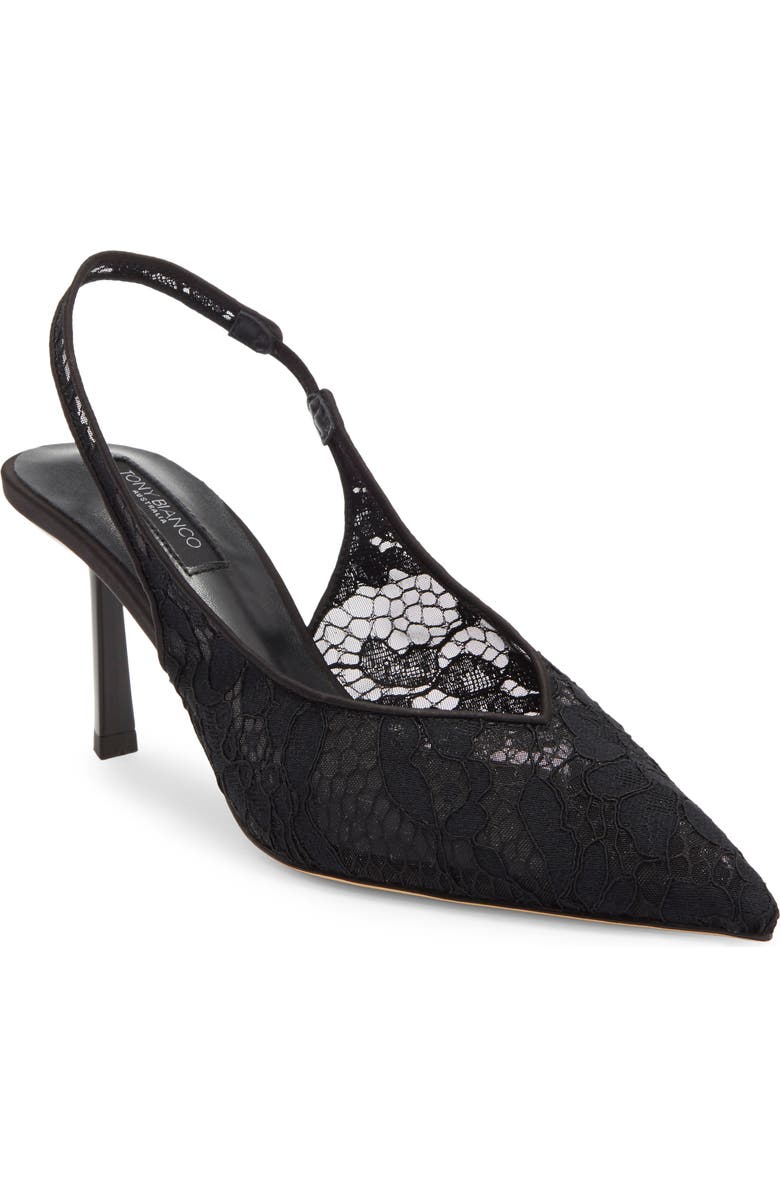 Tony Bianco Breeze Slingback Pointed Toe Pump, Main, color, Black Brocade