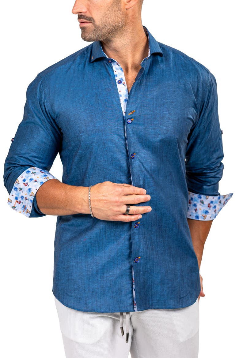 Eins Marthy Contemporary Fit Button-Up Shirt, Alternate, color, BLUE