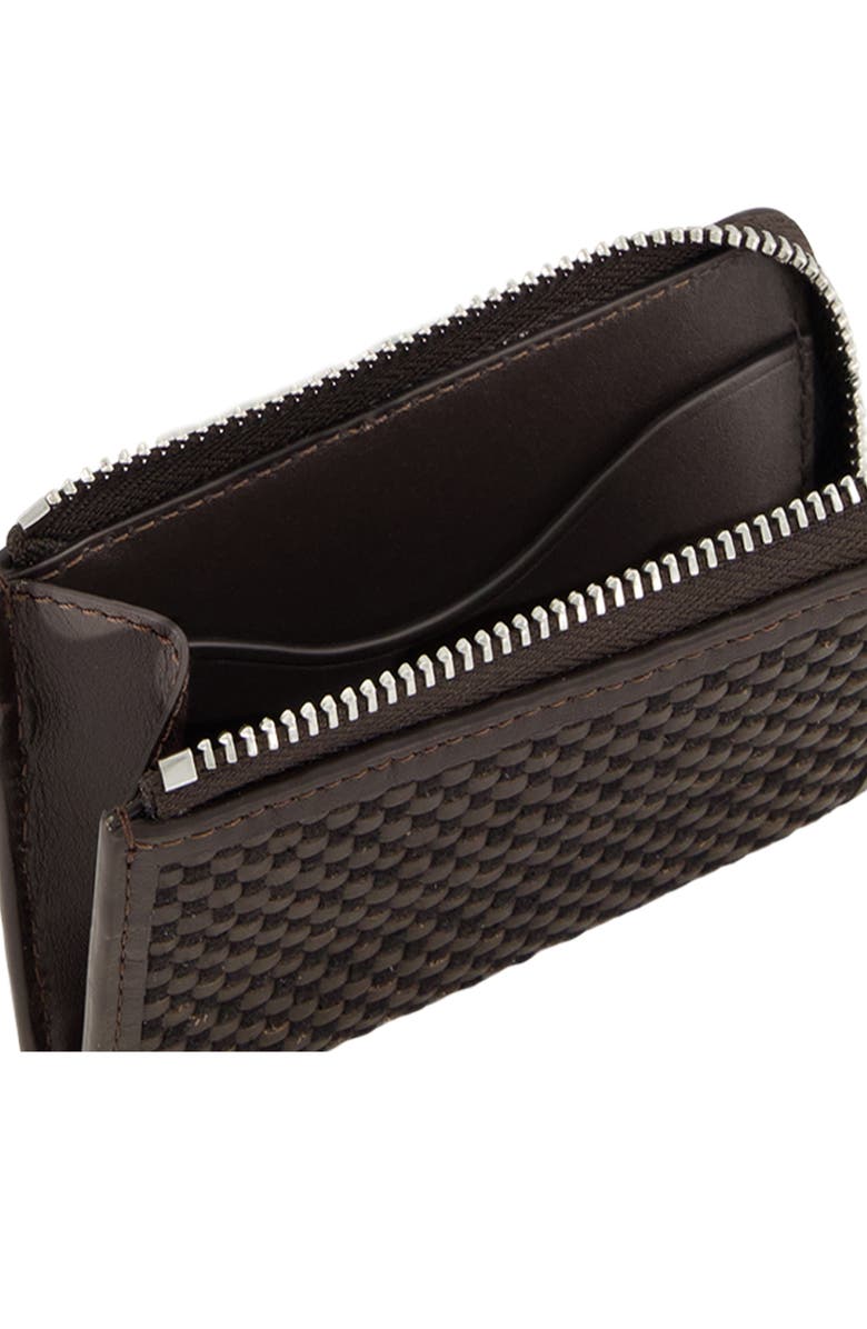 Vince Woven Zip Card Case, Alternate, color, Cacao/ Black