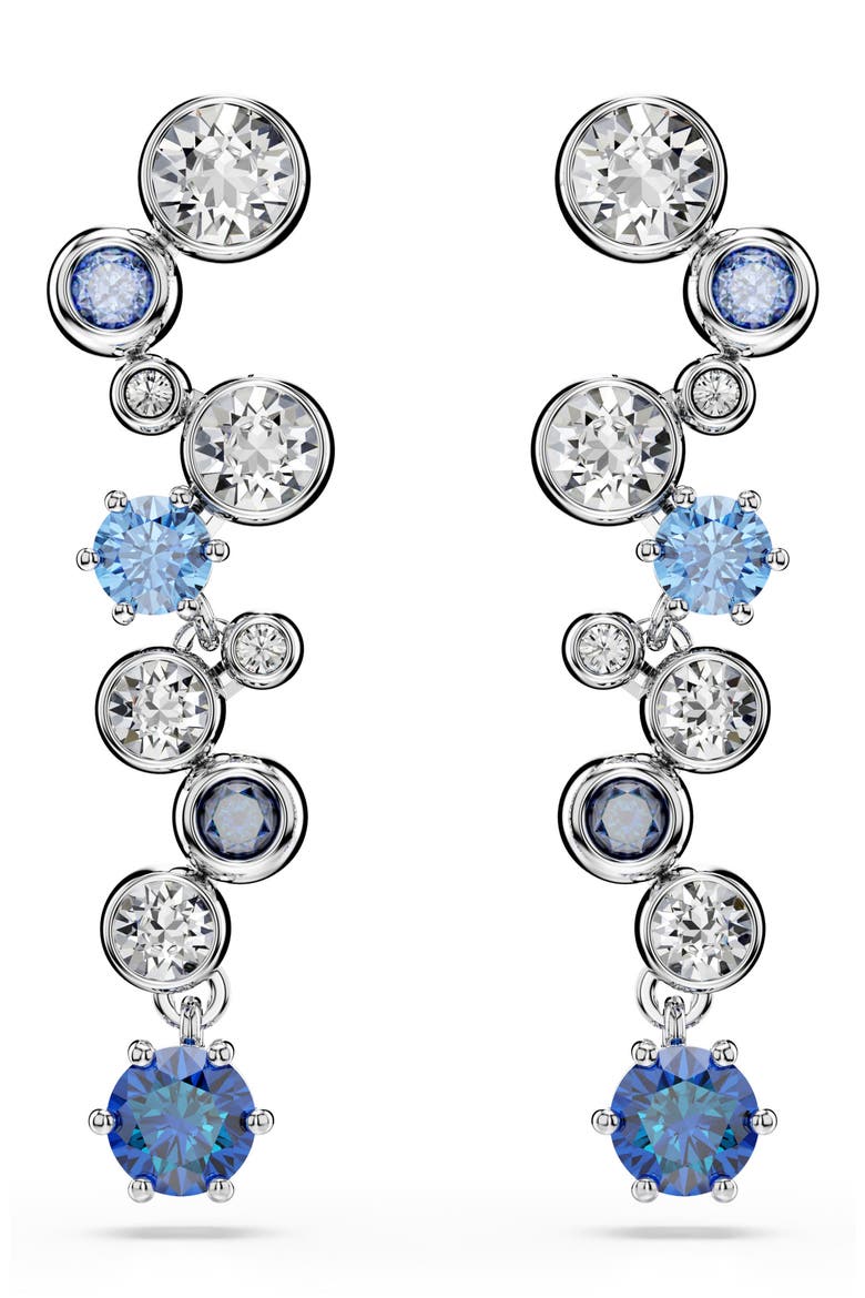 Constella Crystal & Zirconia Drop Earrings, Alternate, color, SILVER/ BLUE