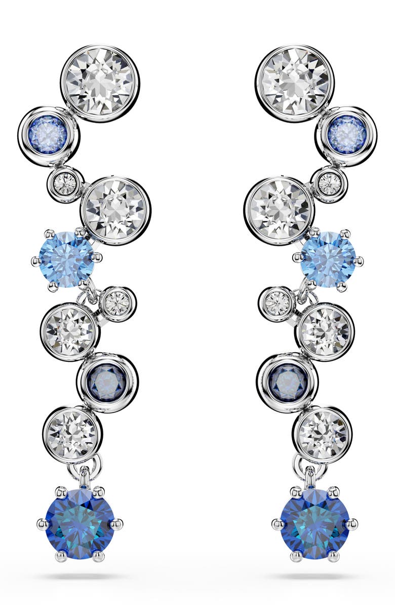 Swarovski Constella Crystal & Zirconia Drop Earrings, Alternate, color, Silver/ Blue