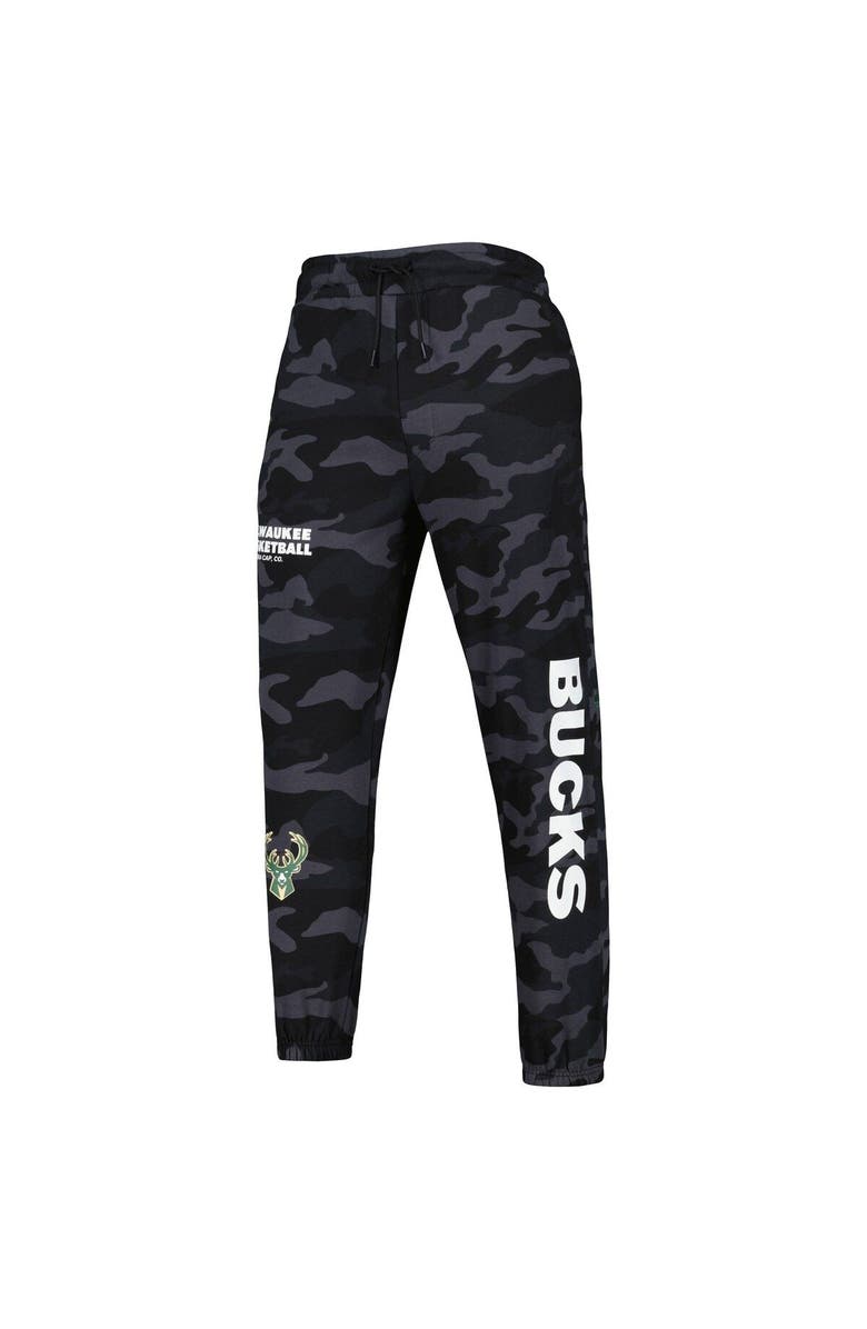 New Era Men's New Era Black/Camo Milwaukee Bucks Tonal Joggers, Alternate, color, Black
