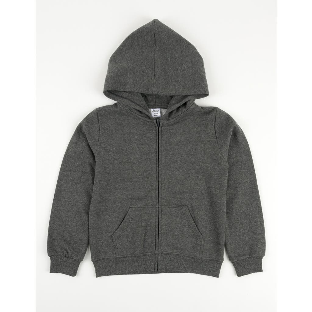 Leveret Kids Zip-up Hoodie, 100% Cotton, Solid Colors In Gray