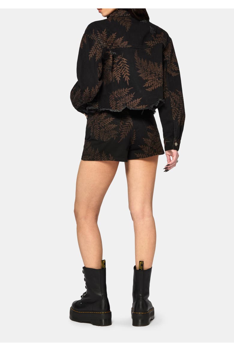 Ruin Fern Distressed Denim Jacket, Alternate, color, Black