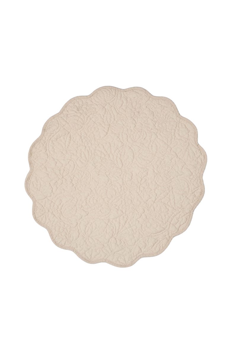 C&F Home Christiana Khaki Reversible Machine Washable Round Scallop Quilt Placemats Set of 6, Alternate, color, Beige