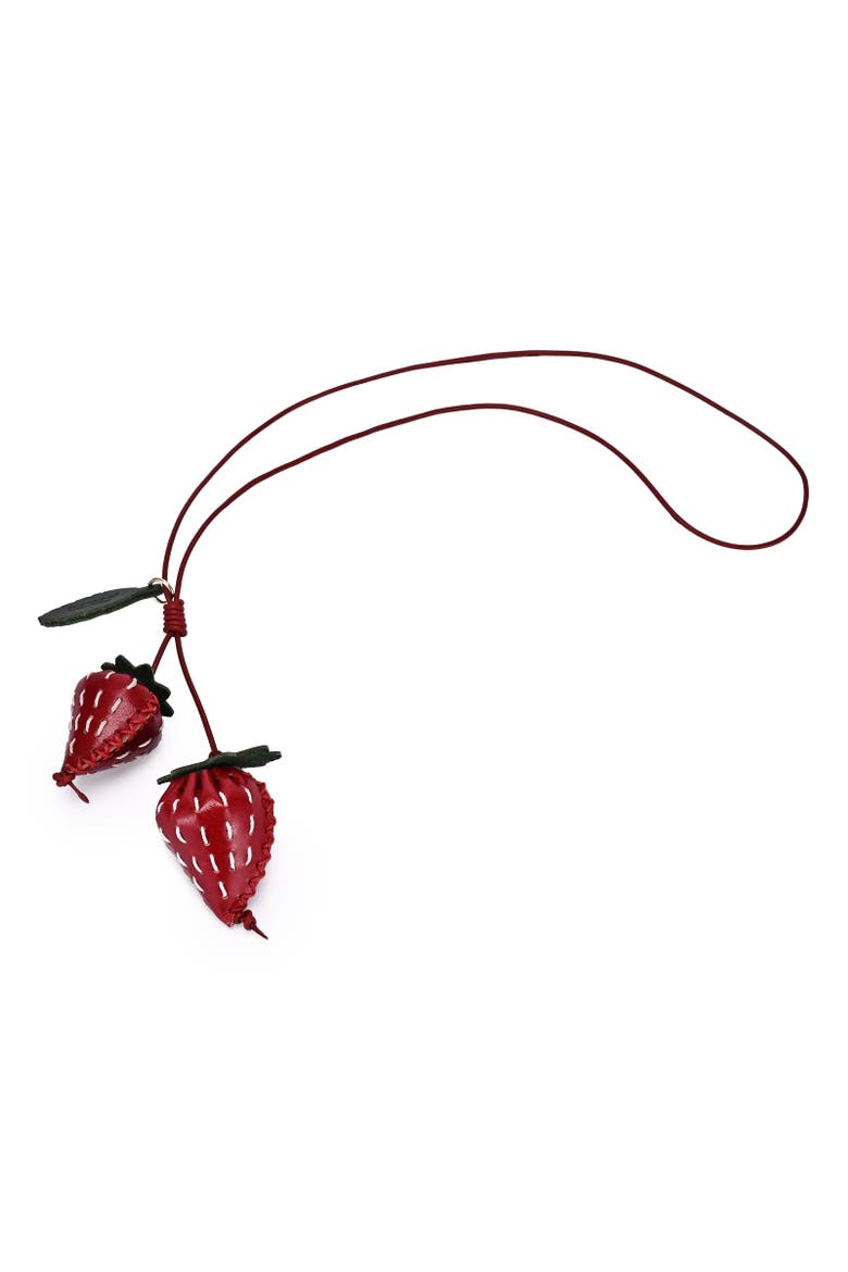 Strawberry Genuine Leather Artisan Charm, Main, color, Ruby