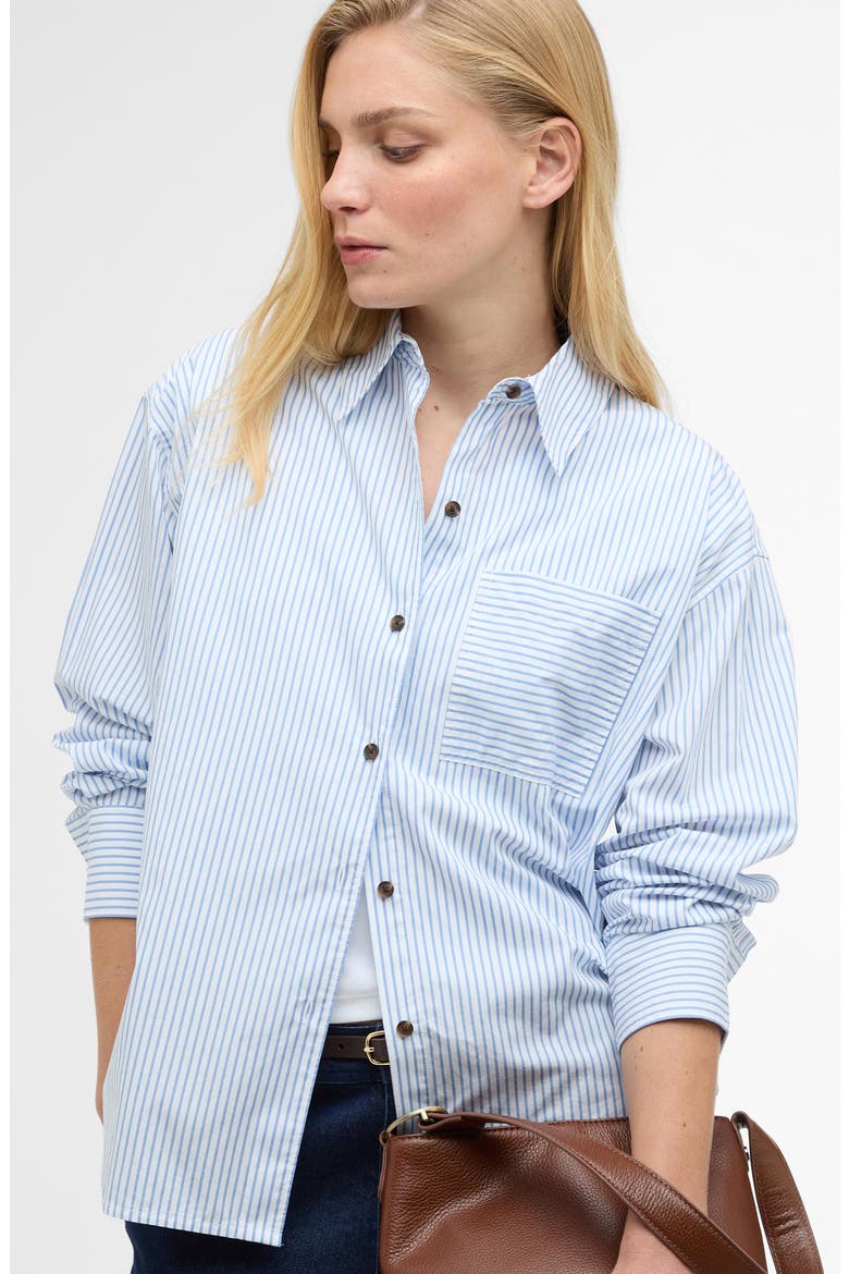 Polly Stripe Button-Up Shirt, Alternate, color, CHAMBRAY STRIPE