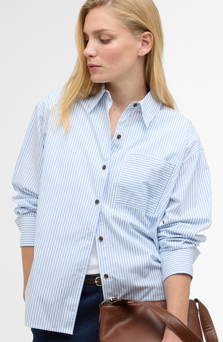 Barbour Polly Stripe Button-Up Shirt, Alternate, color, Chambray Stripe