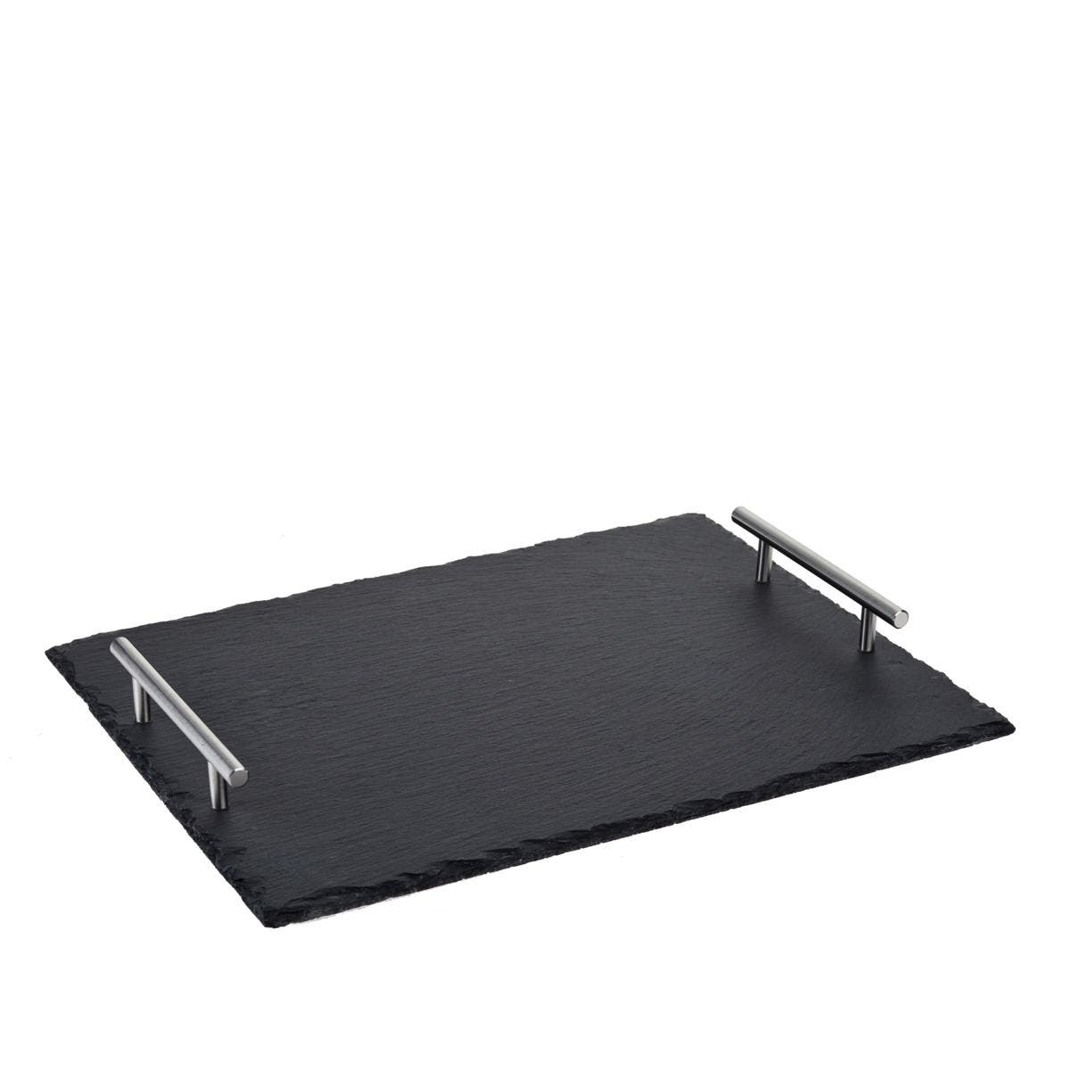 Wolfgang Puck Slate Tray with Stainless Steel Handles in Black 