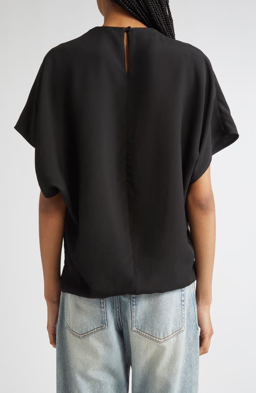 Proenza Schouler Etta Hammered Viscose Asymmetric Sleeve Top In Black