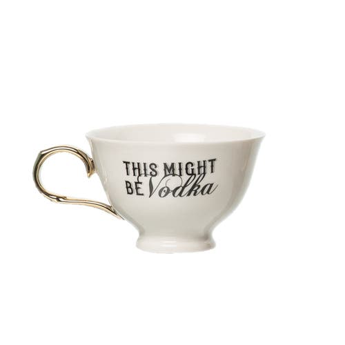 Totalee Gift This Might Be Vodka Oversizedteacup Porcelain White 8.45 oz