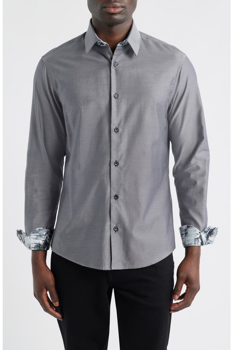 Sinai Collection Luxe Cotton Dress Shirt, Main, color, GRAY