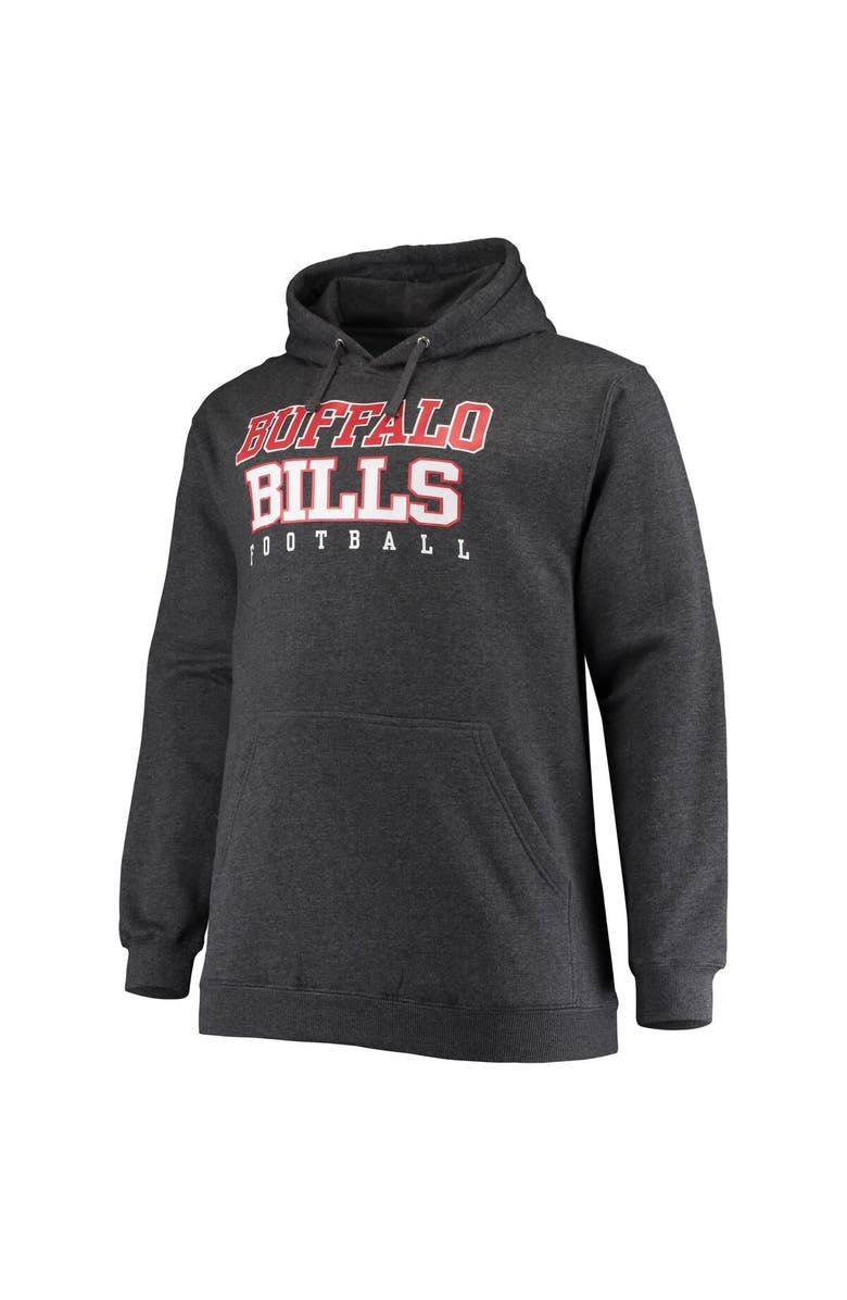 FANATICS Men's Fanatics Branded Heathered Charcoal Buffalo Bills Big & Tall Practice Pullover Hoodie, Alternate, color, Heather Charcoal