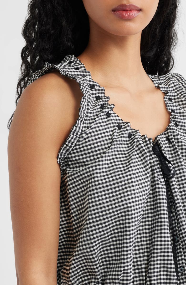 DÔEN Traveler Organic Cotton Gingham Top, Alternate, color, Noir La Maddalena Gingham