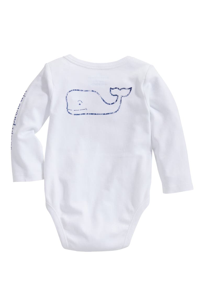 Whale Long Sleeve Cotton Graphic Bodysuit, Alternate, color, WHITE CAP