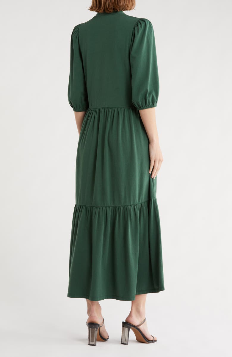 Caslon<sup>®</sup> Three-Quarter Sleeve Knit Midi Dress, Alternate, color, Green Pinecone