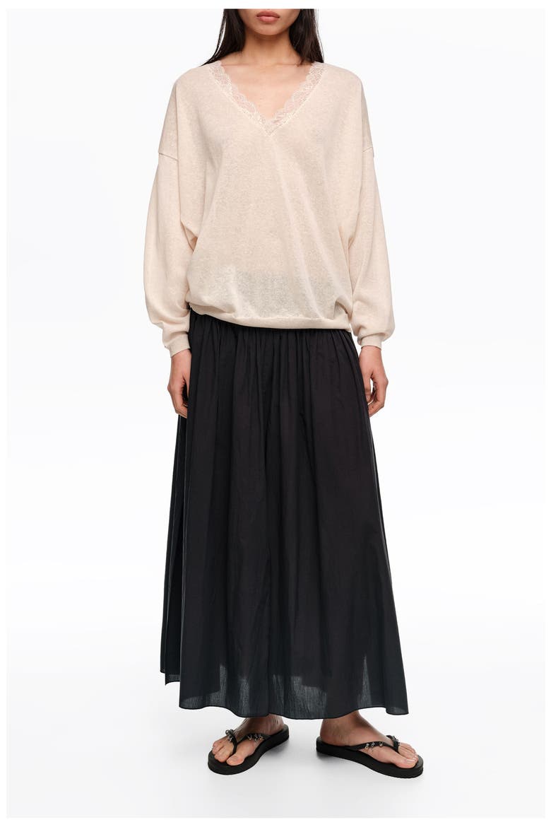 A-Line Maxi Slit Skirt, Main, color, BLACK