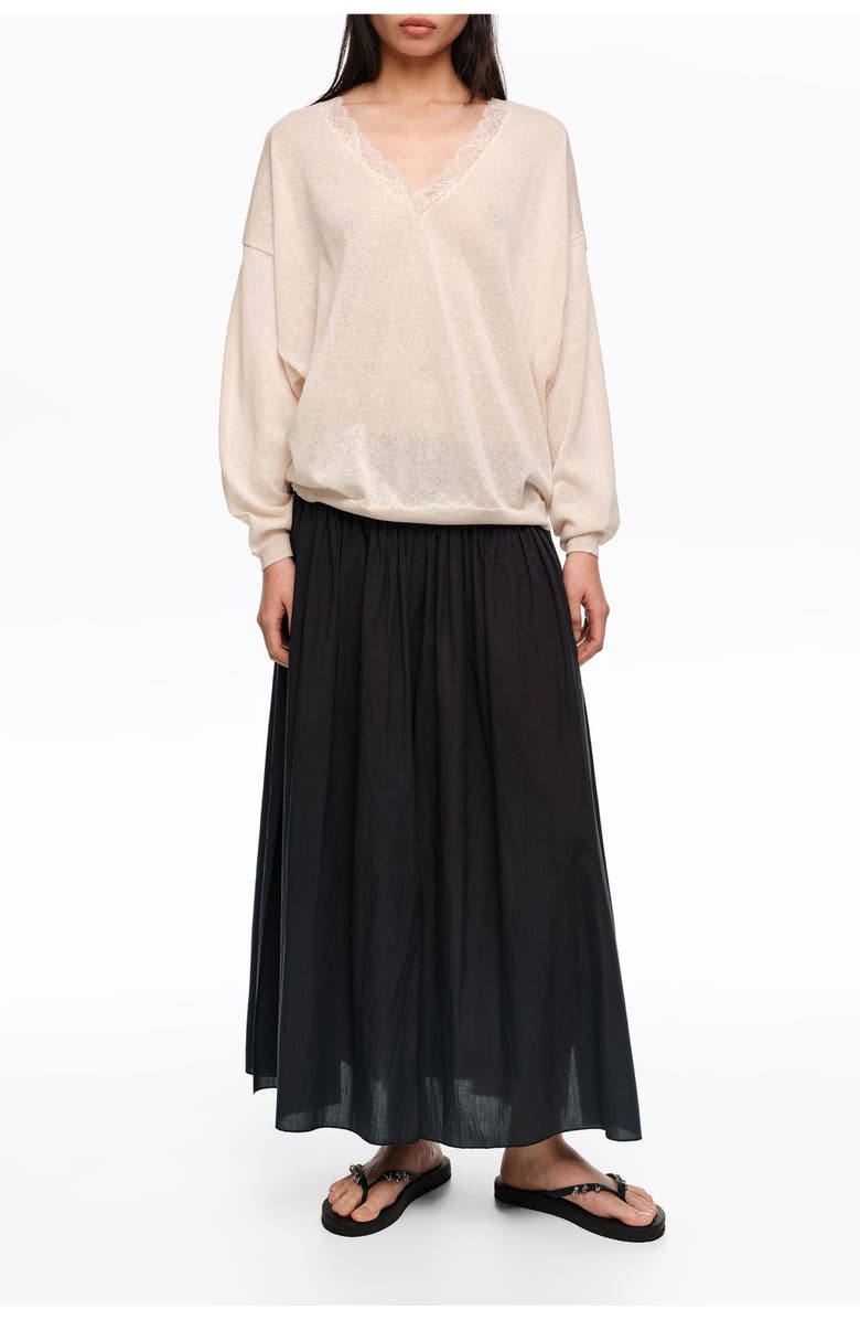 Bimba y Lola A-Line Maxi Slit Skirt, Main, color, Black