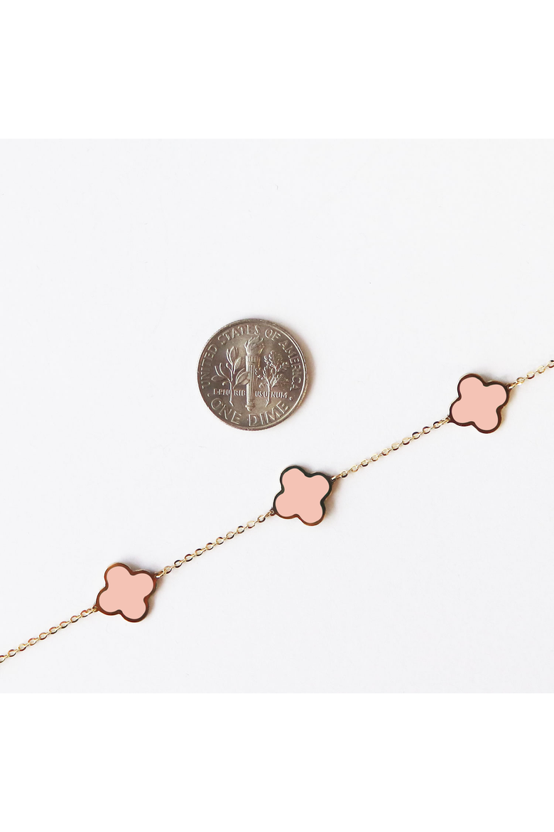 Small Pink Pearl Clover Bracelet, Alternate, color, Pink Pearl