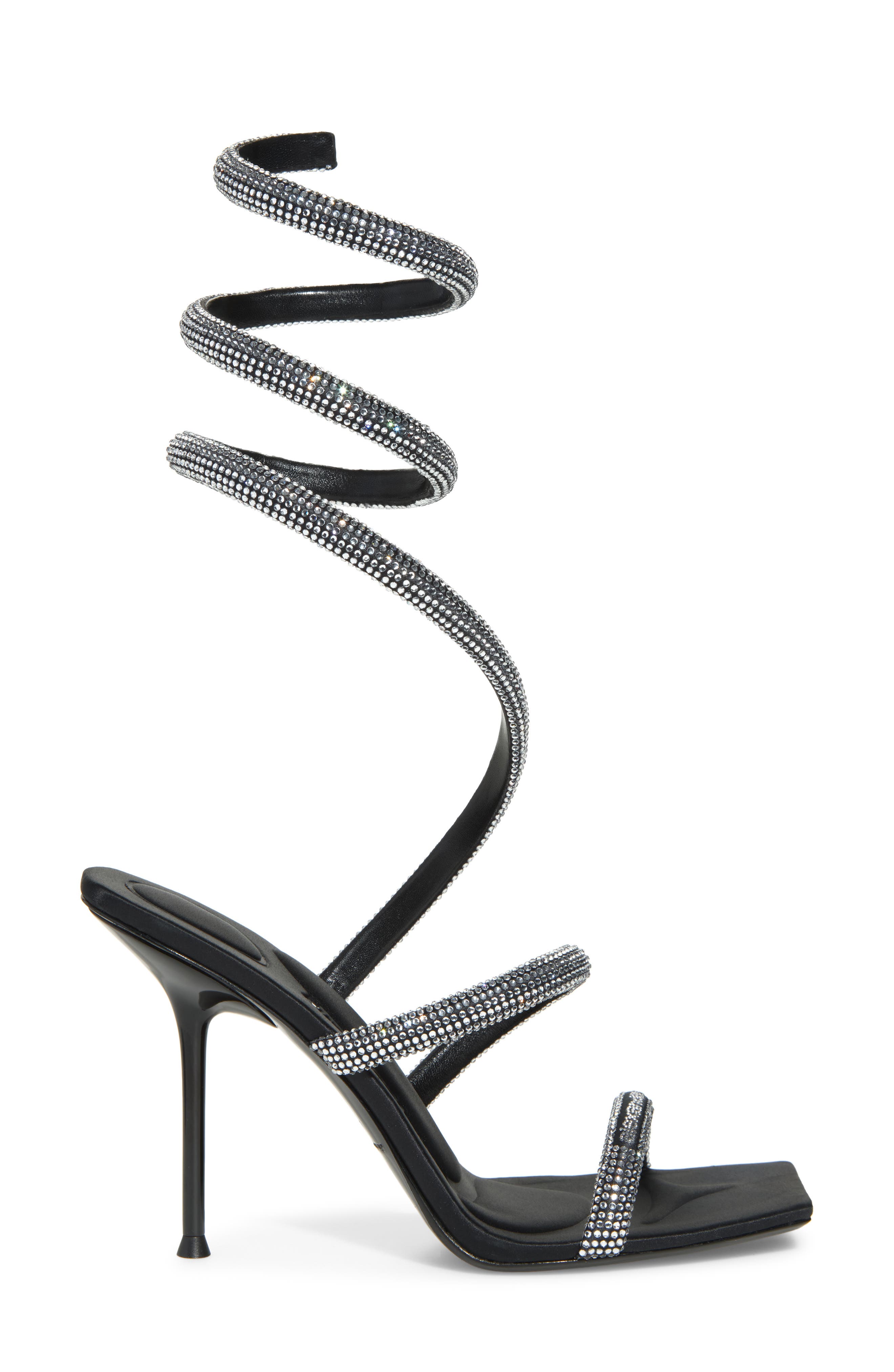 Julie Hotfix Coil Sandal, Alternate, color, BLACK/ SILVER