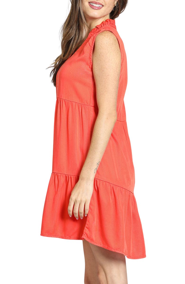 APNY Sleeveless Tiered Dress, Alternate, color, Hot Coral