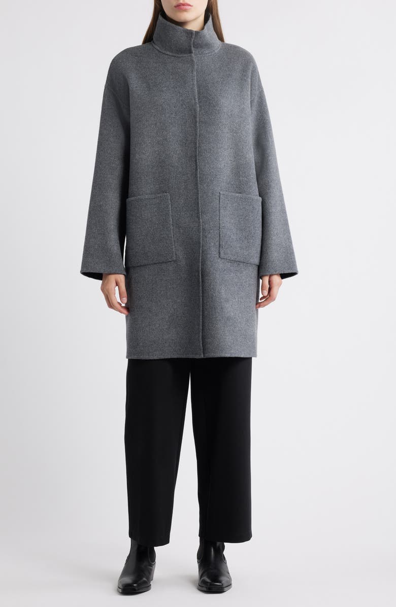 Eileen Fisher Stand Collar Reversible Wool & Cashmere Coat, Alternate, color, Ash