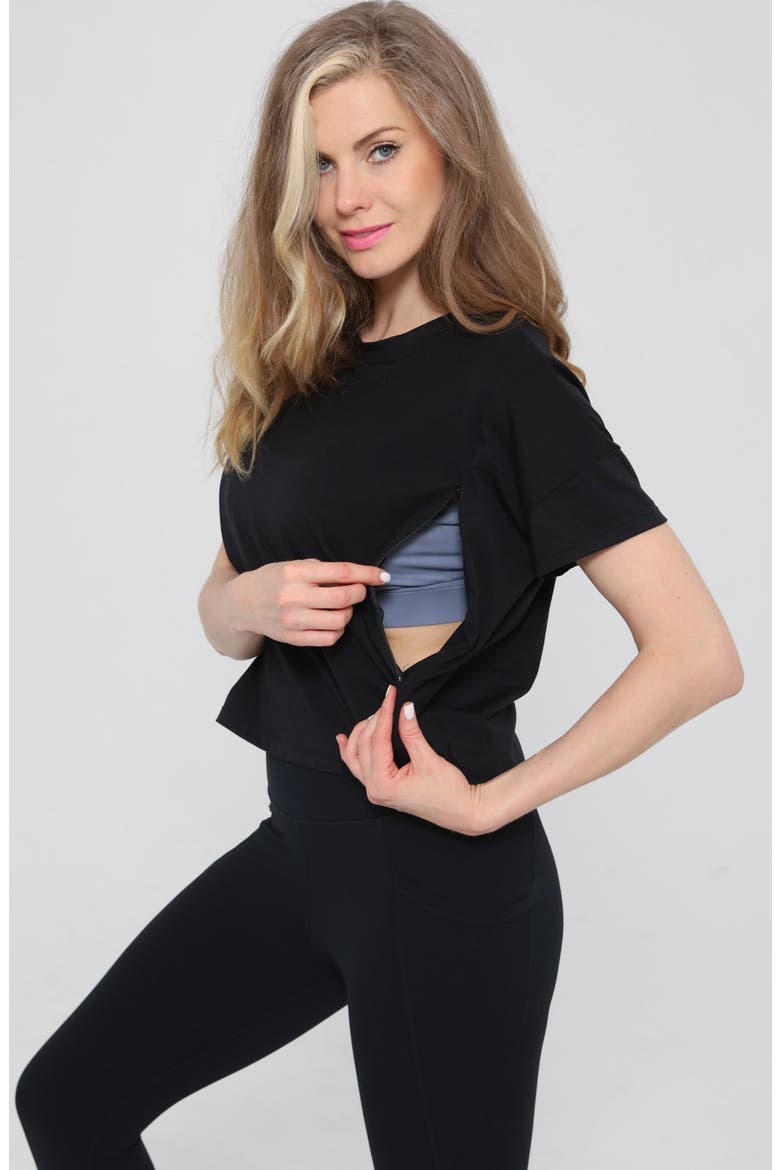 Abigail Short Sleeve Nursing T-Shirt, Main, color, Noir