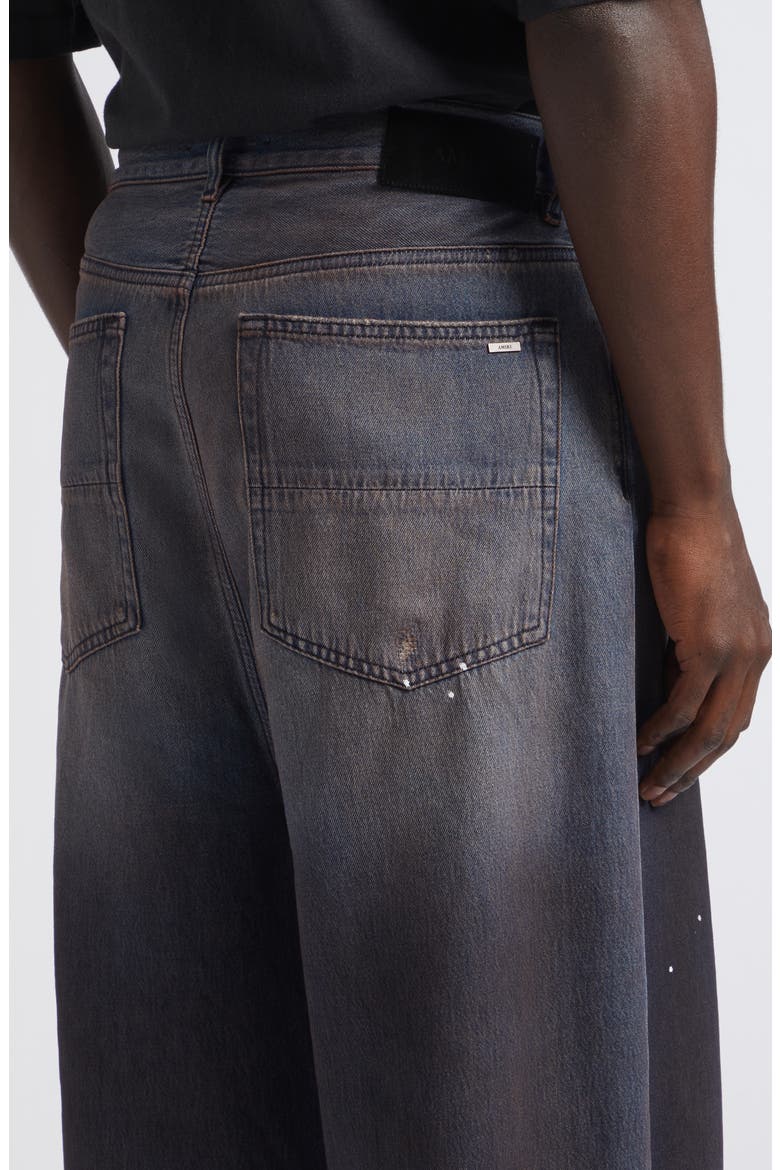 Faded Fray Hem Wide Leg Carpenter Jeans, Alternate, color, DARK DUST
